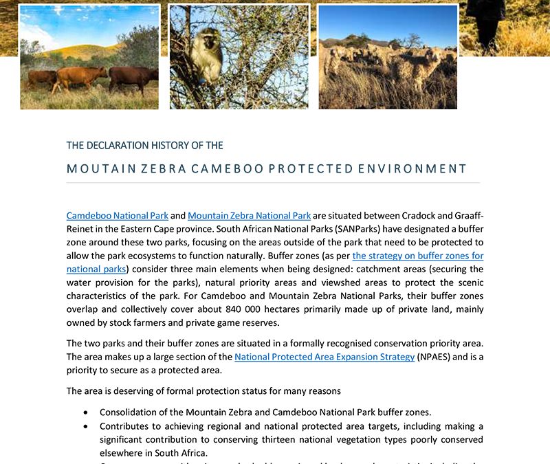 Mountain Zebra-Camdeboo Protected Environment – The Declaration History